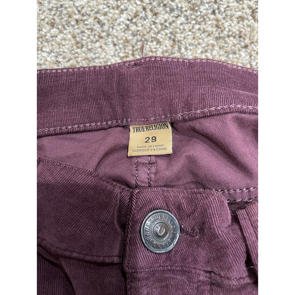 True Religion Burgundy Corduroy Slim Fit Pants Womens 29‎ Plum Purple Stretch - Picture 3 of 9